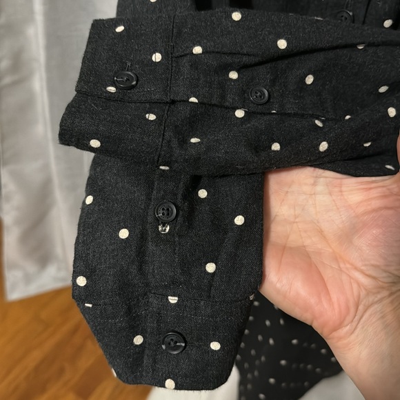 Eddie Bauer Shirt Dress-Cotton-Sz 8-Gray/White Polka Dot-PopOver-Tie Waist-EUC - Picture 6 of 16